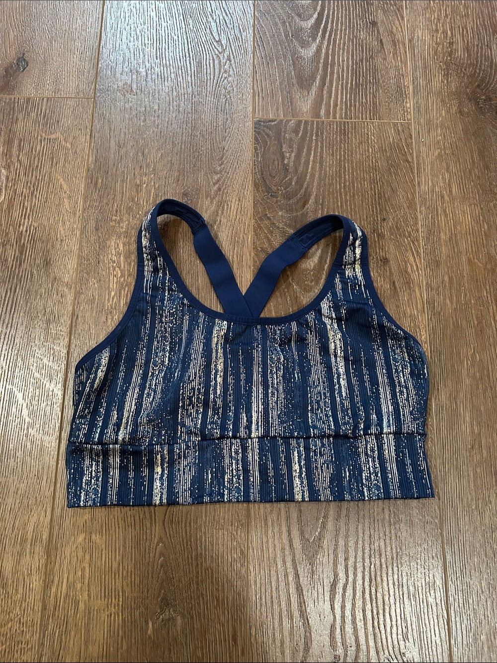 Victoria's Secret Navy and White Striped Cross-Back Sports Bra